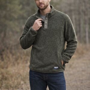 Alpine Design Fleece Pullover Large Green Snap Outdoor Hiking Gorpcore Utility
